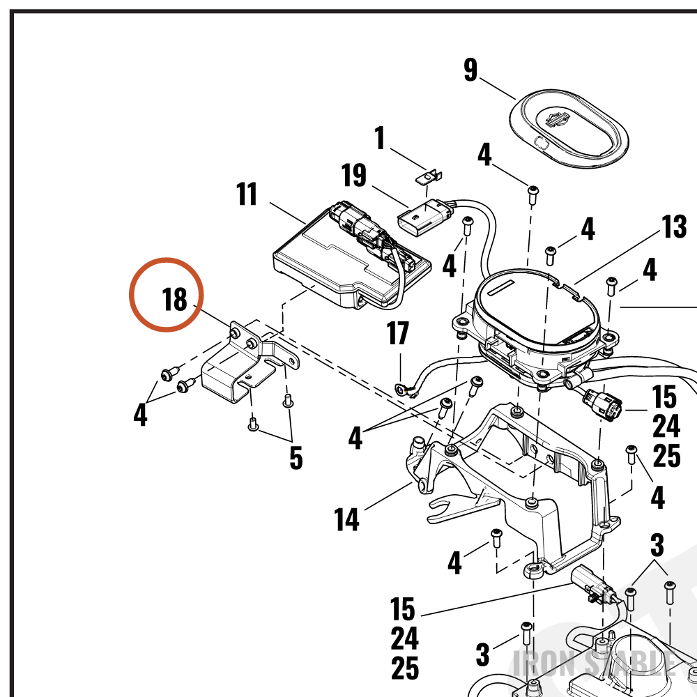 Harley-Davidson Bracket, Elec Mt, Caddy, Tcu
