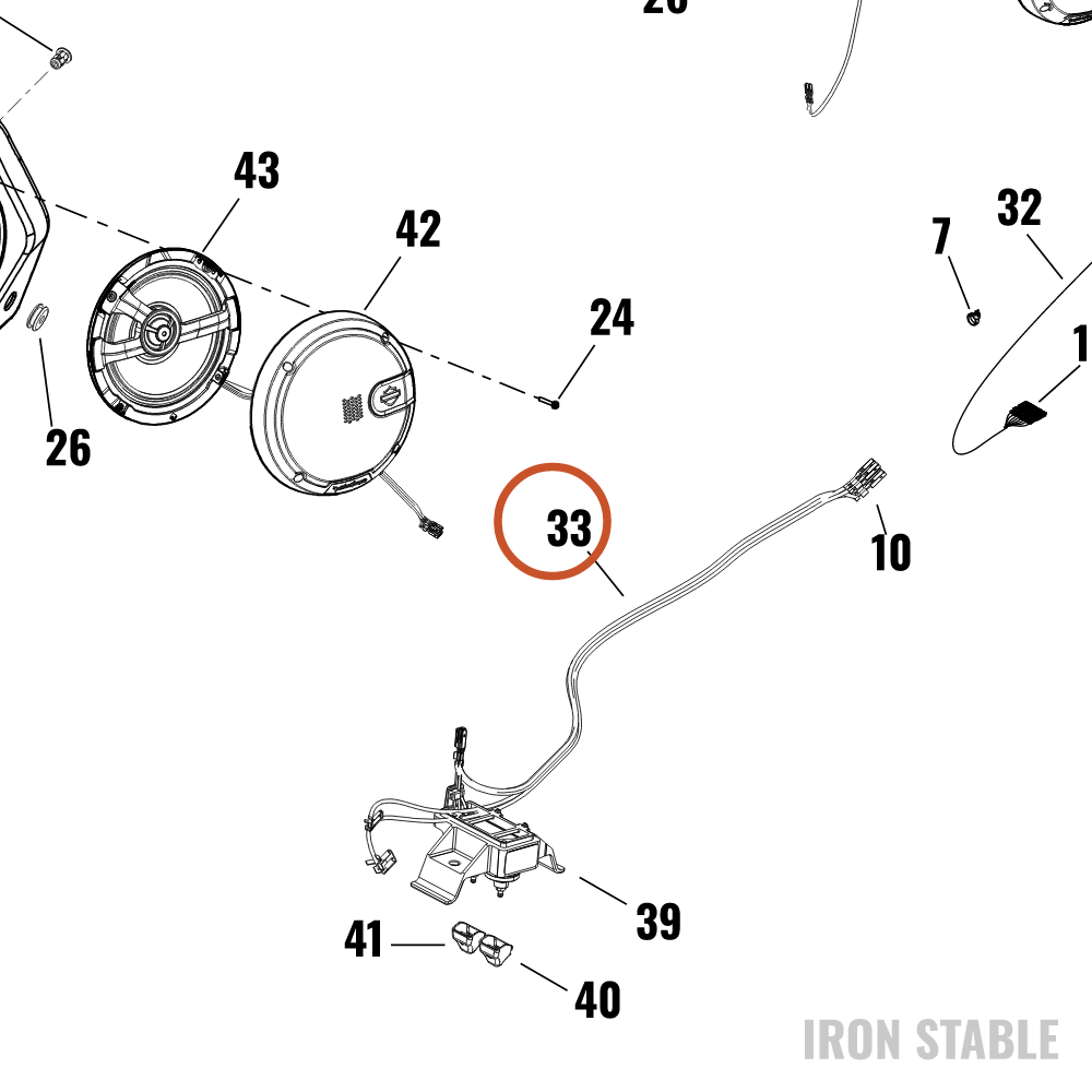 Harley-Davidson Harness, Wire, Speaker Pod