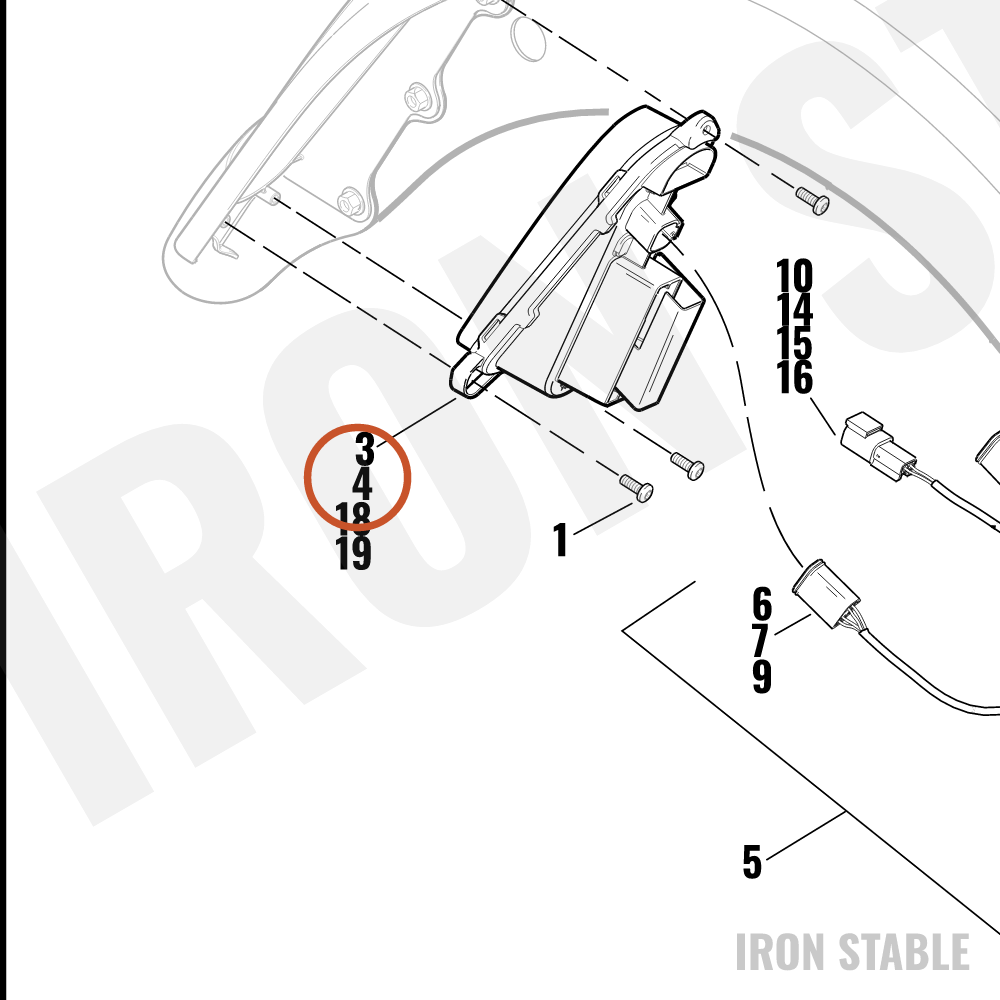 Harley-Davidson T-Signal Assembly, Rh, Red, W/Smk'd Le