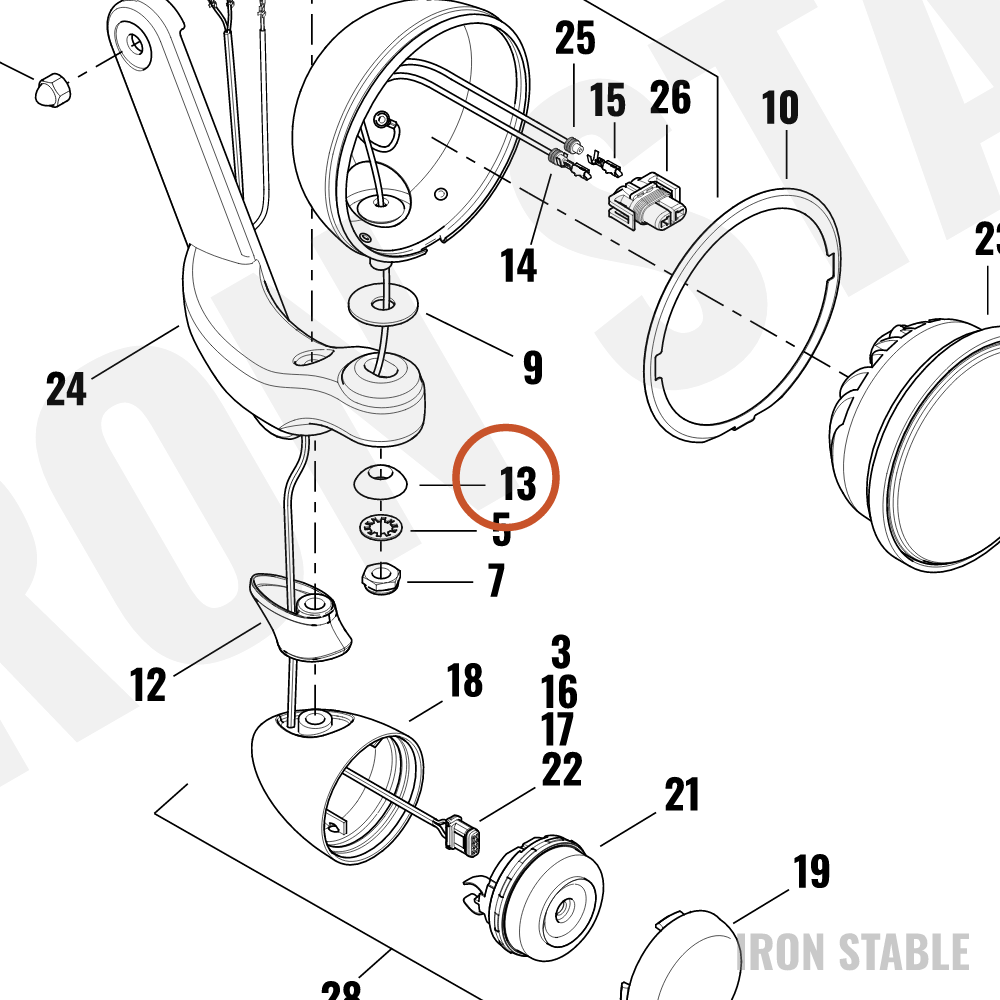 Harley-Davidson Clamp, Hose, Passenger Lamp