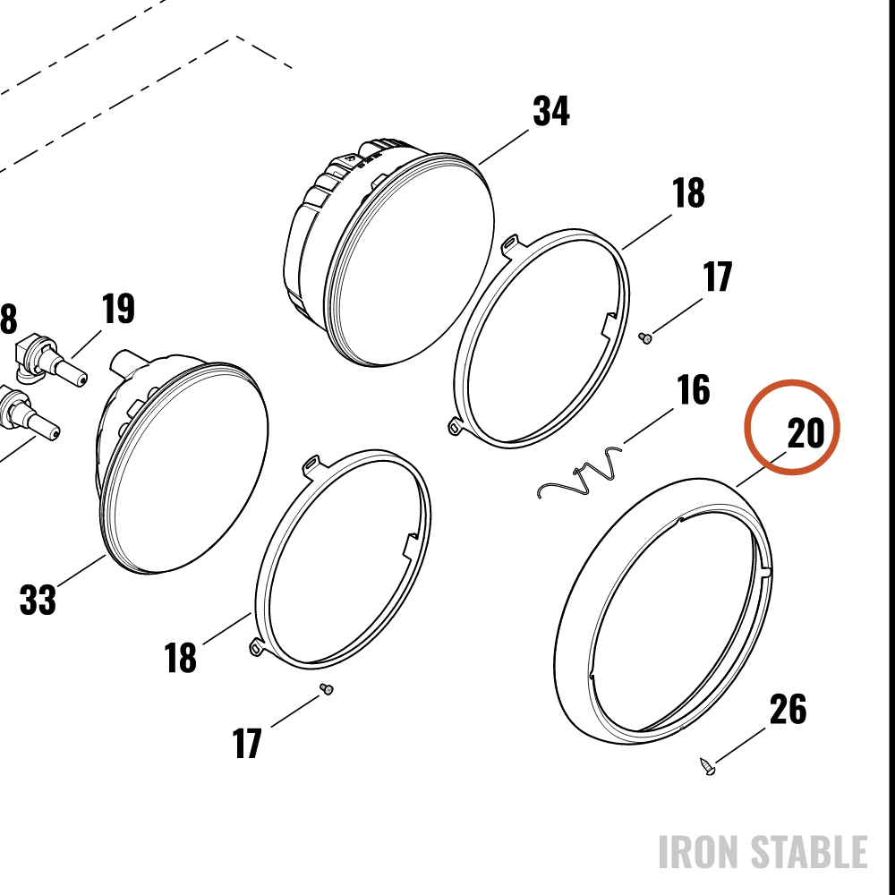 Harley-Davidson Kit-Trim, Hdlamp/Chrome, Flhr