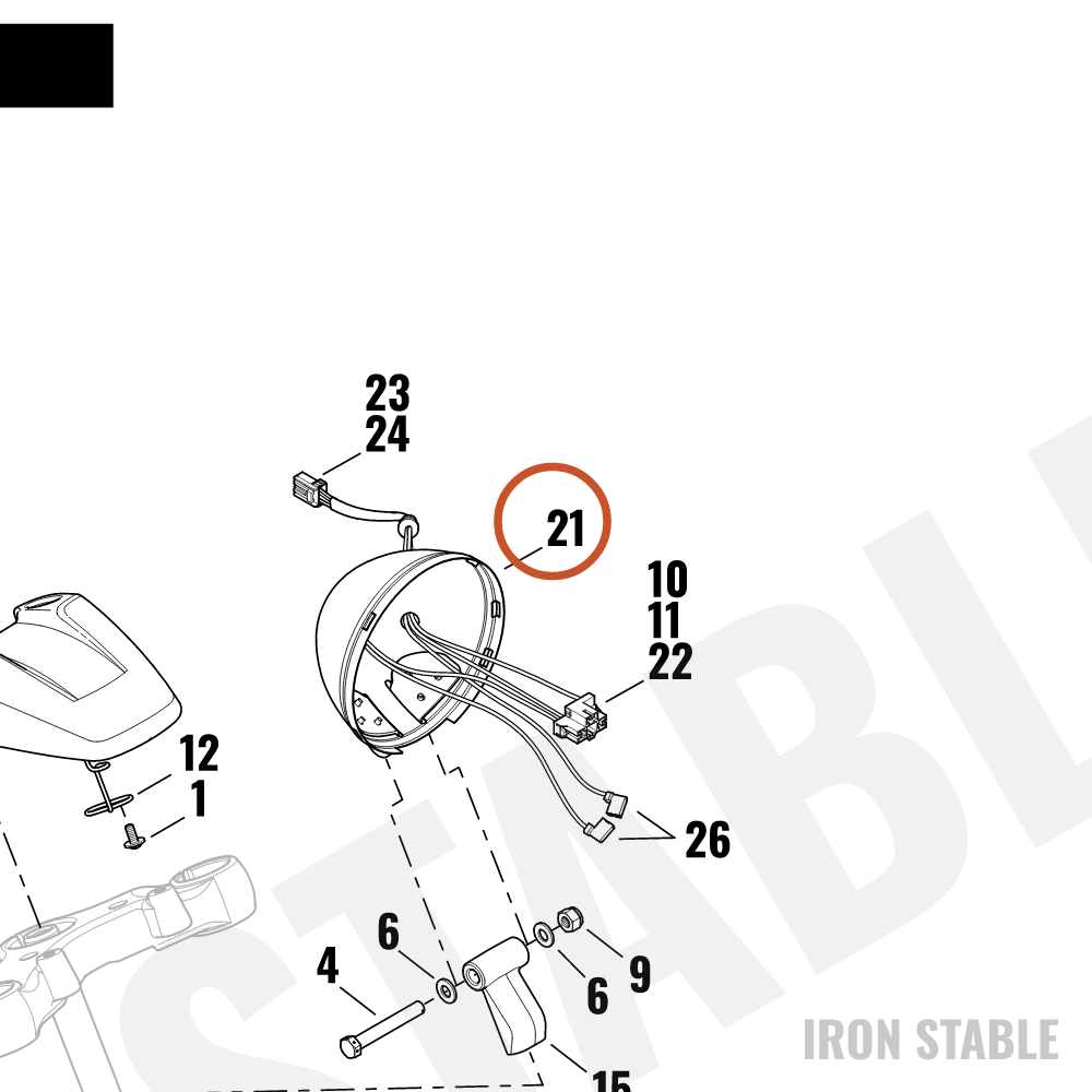 Harley-Davidson Headlamp Shell Assembly, Chrome, Hdi