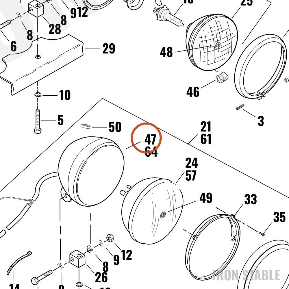 Harley-Davidson Shell Assembly, 7-In, Hdlamp/Dom