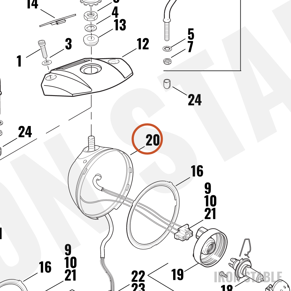 Harley-Davidson Shell Assembly, Hdlamp/Black/Hdi