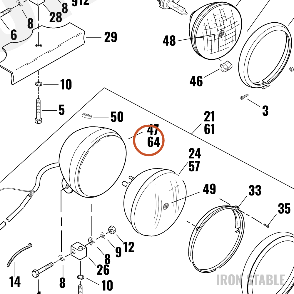 Harley-Davidson Shell Assembly, 7-In/Rh-Hdlamp, Hdi