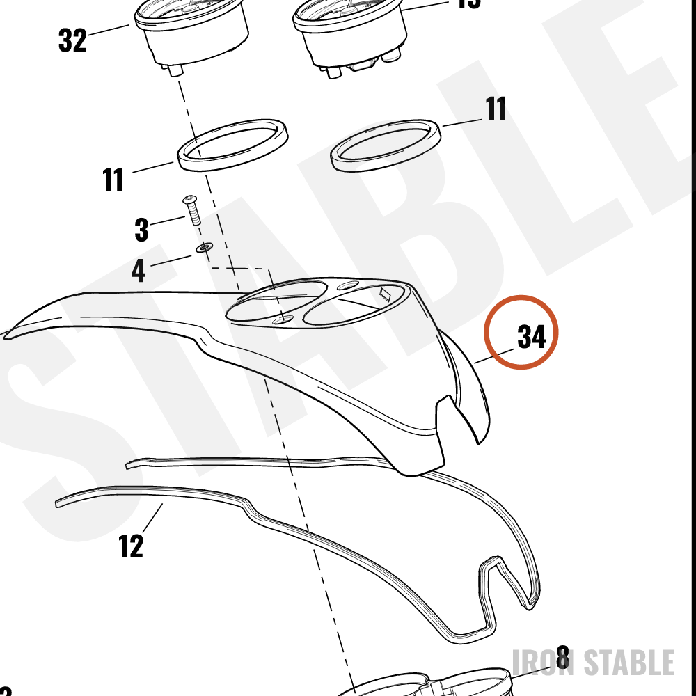 Harley-Davidson Console Assembly, Black Wrinkle