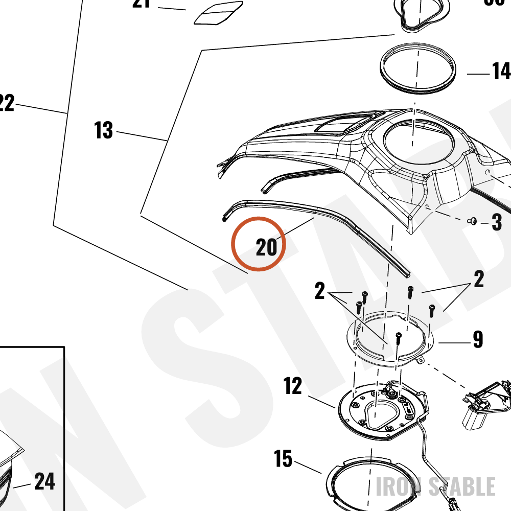Harley-Davidson Console, Tank, Gasket, Trim