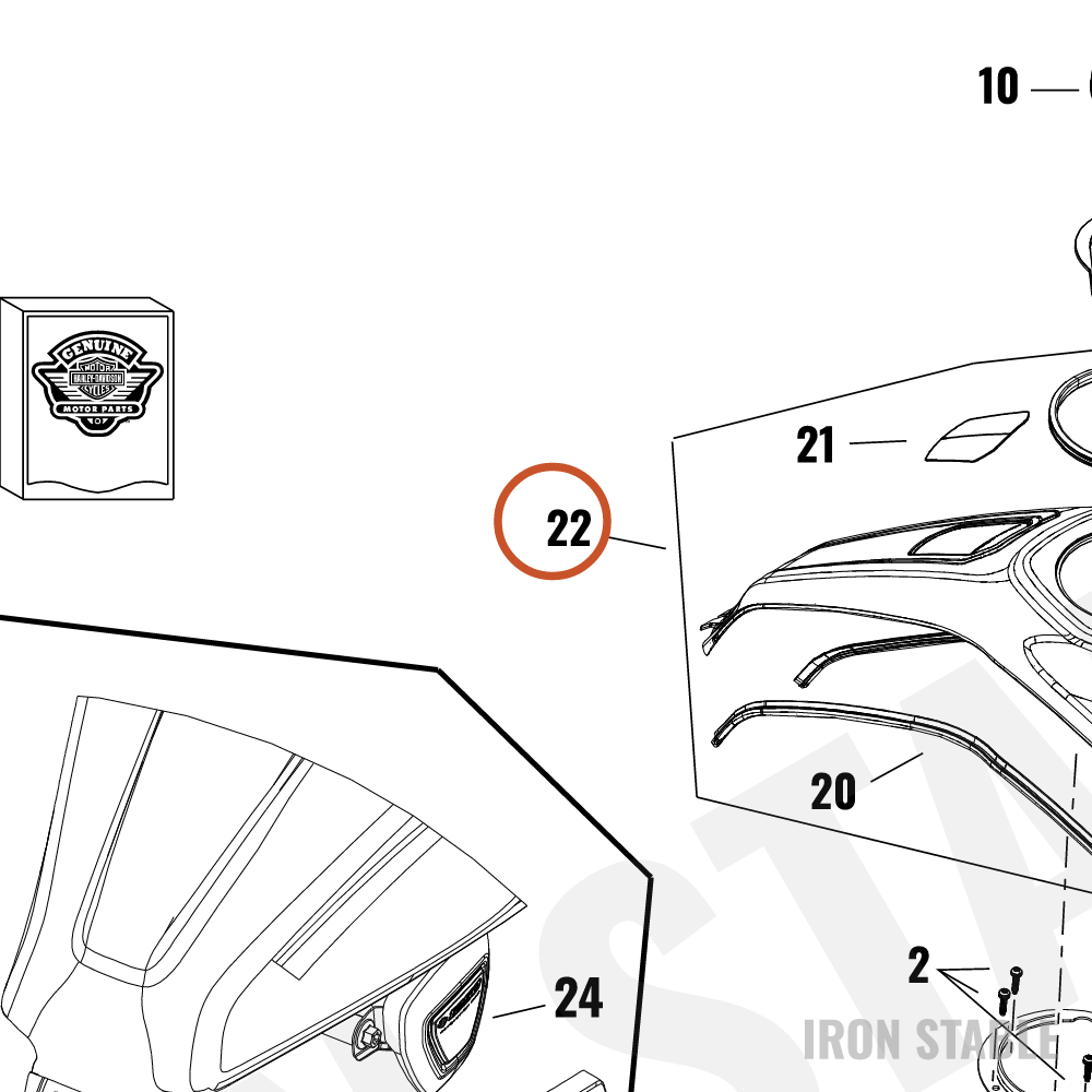 Harley-Davidson Sub-Assembly, Console, Tank, Black