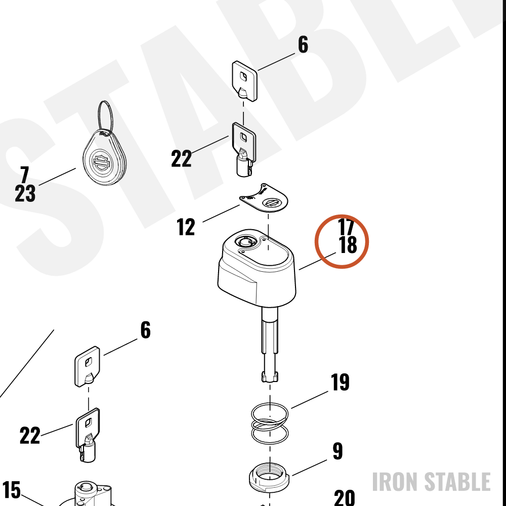 Harley-Davidson Switch, Ign, Knob, Lock