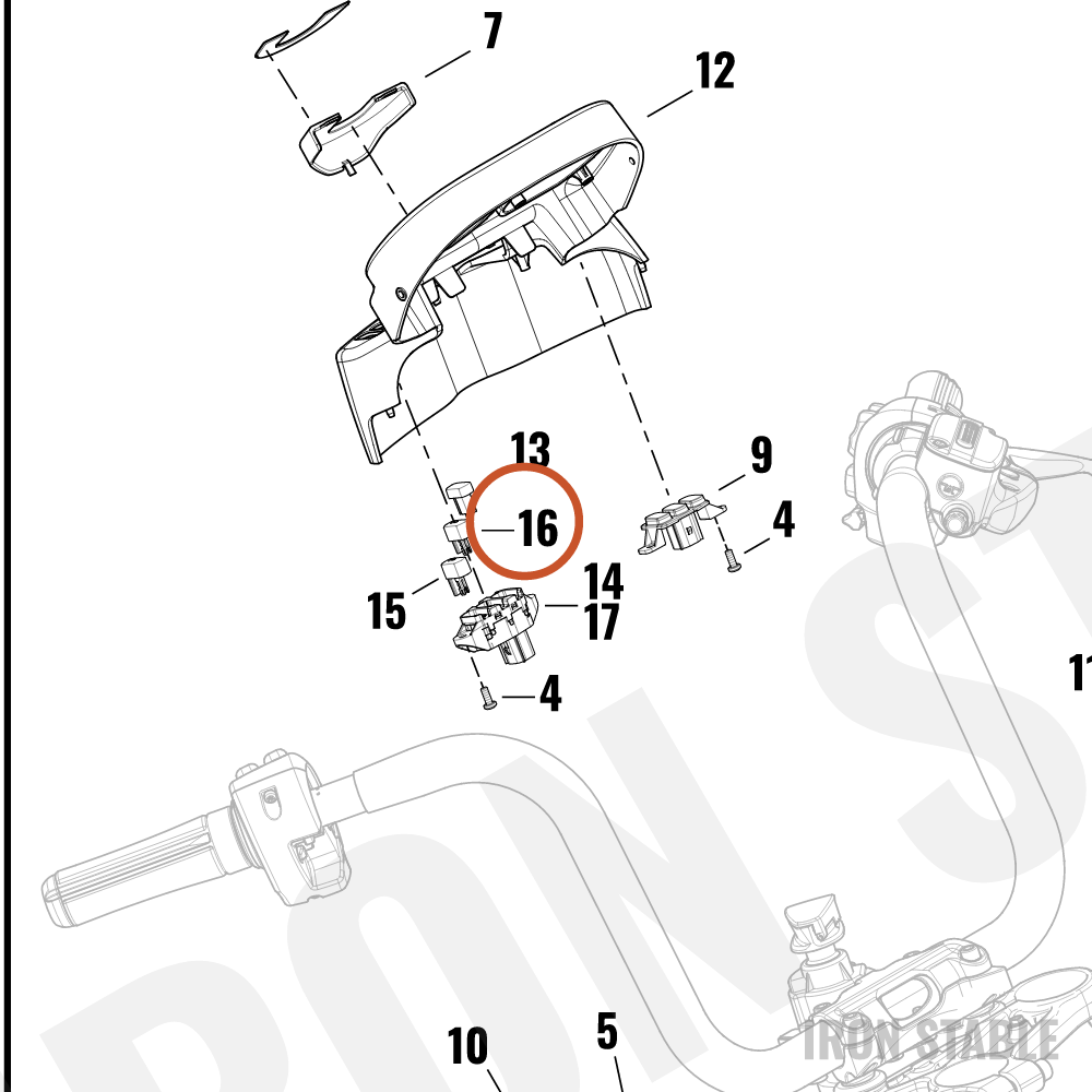 Harley-Davidson Switch Button, Illuminated, Unlo