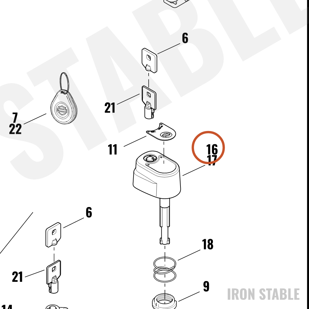 Harley-Davidson Switch, Ign, Knob, W/Lockset