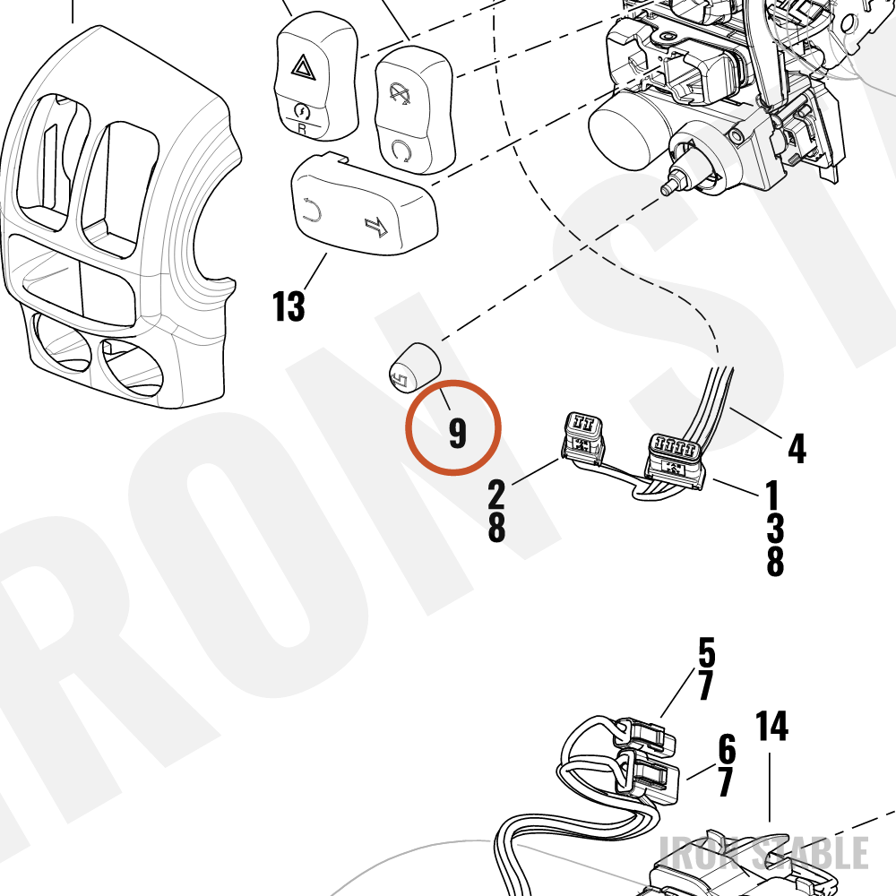 Harley-Davidson 5-Way Key Cap, Audio Select