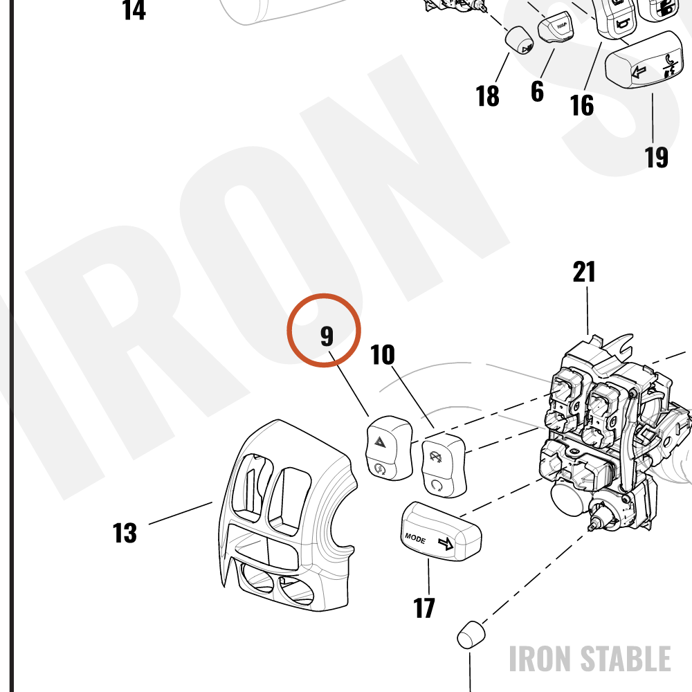 Harley-Davidson Vertical Key Cap, Start/Hazard