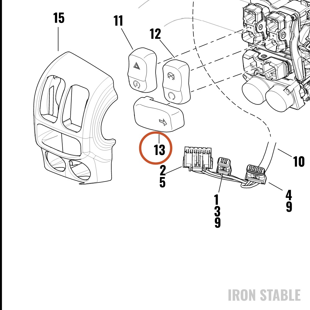 Harley-Davidson Horz Key Cap, Rh-Turnsignal
