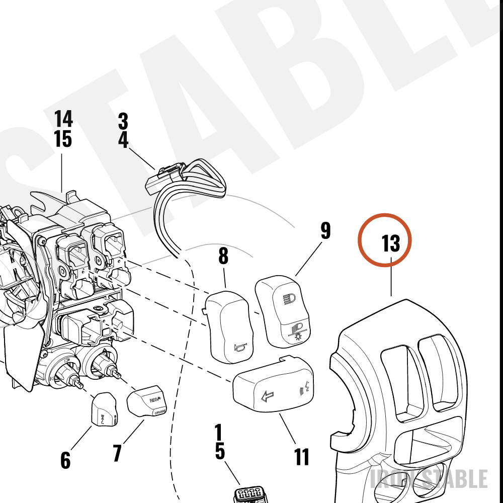 Harley-Davidson Cover, Hand Cntrl, Lh/Fr, Pntd