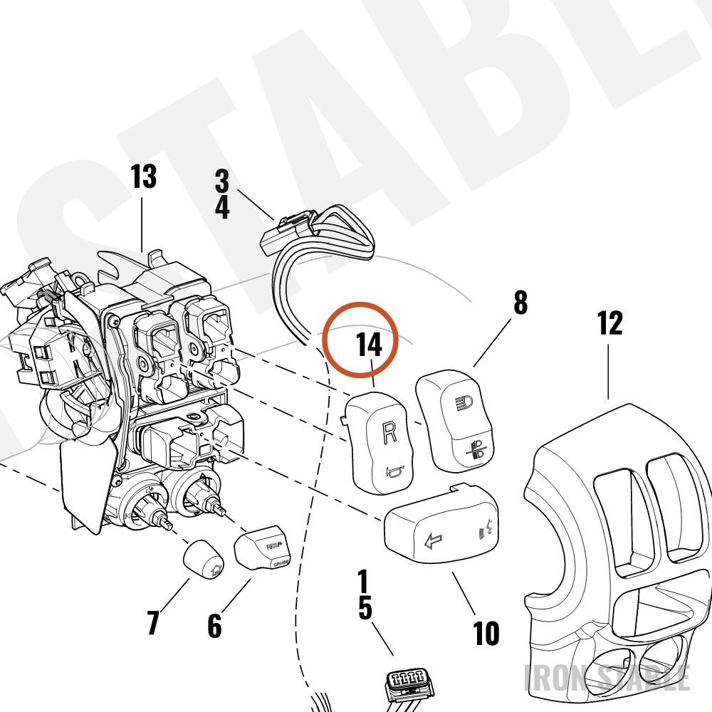 Harley-Davidson Vertical Key Cap, Horn/Reverse