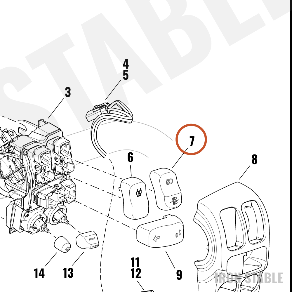 Harley-Davidson Vertical Key Cap, Lights, Hi/Lo