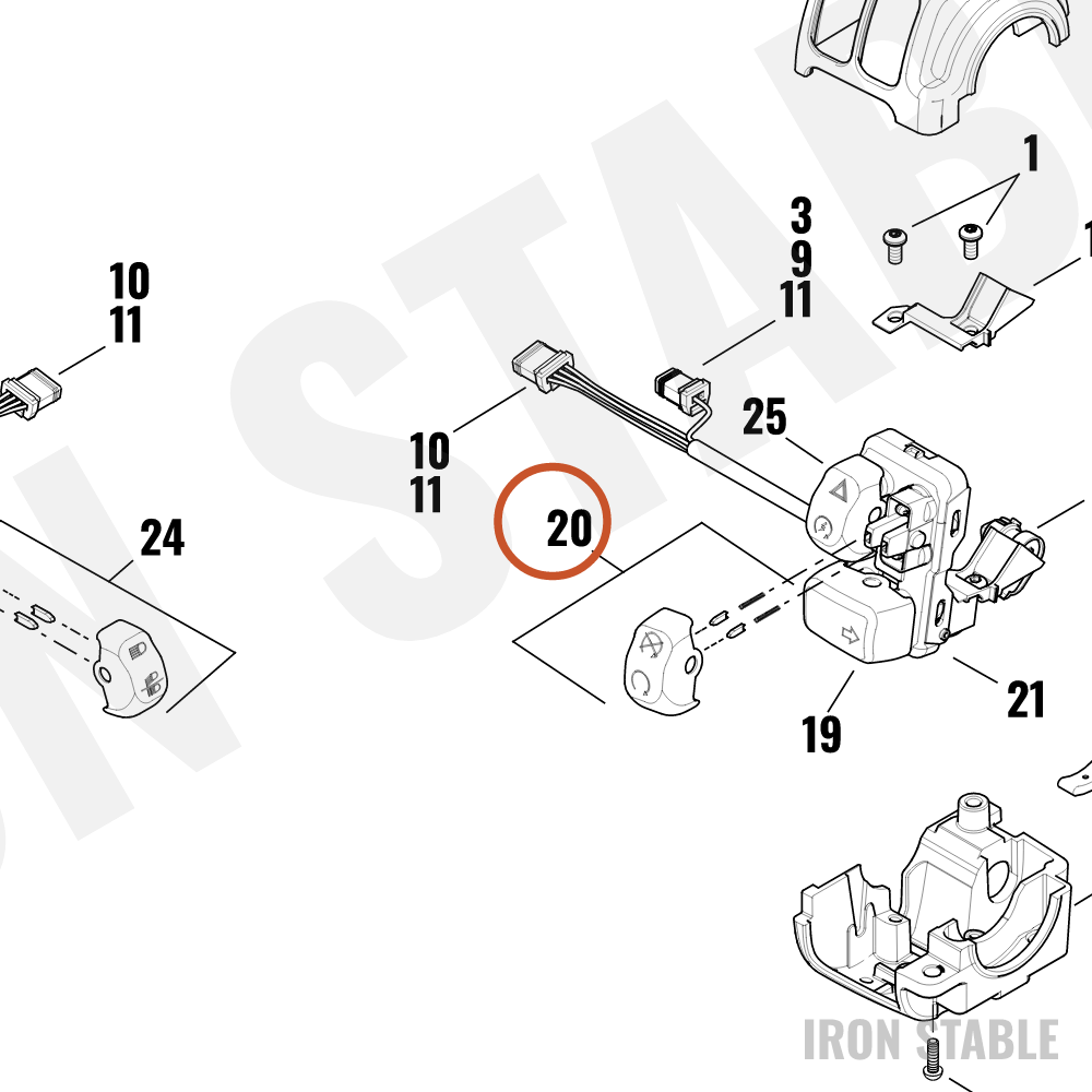 Harley-Davidson Hand Cont/Swgr, Key Cap, Off/Run