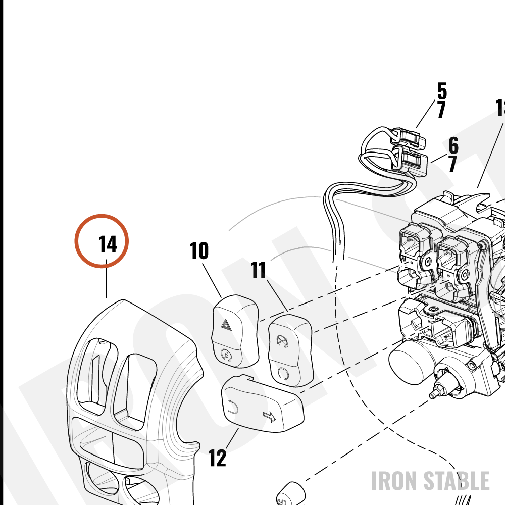 Harley-Davidson Cover, Hand Control, Rh/Front, Pntd