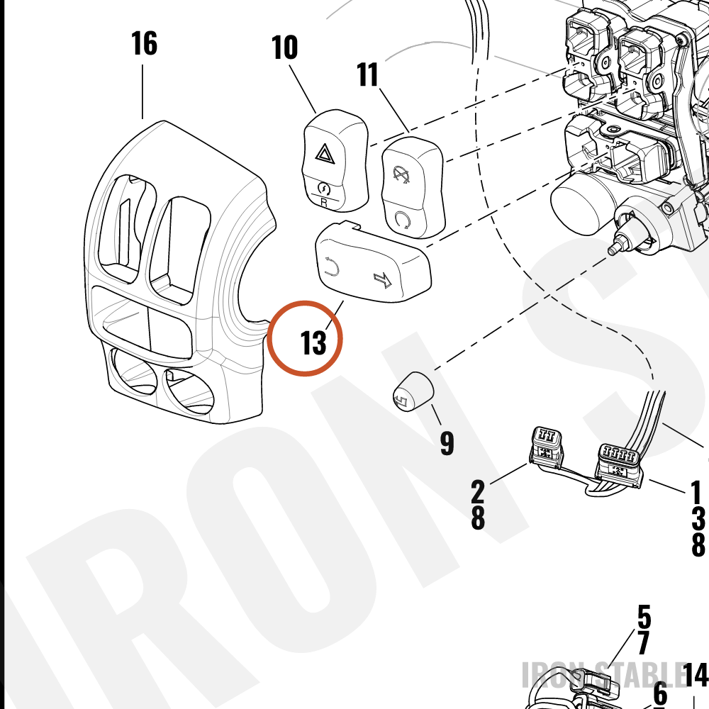 Harley-Davidson Hand Cont, Keycap, Switch, Rh Tur