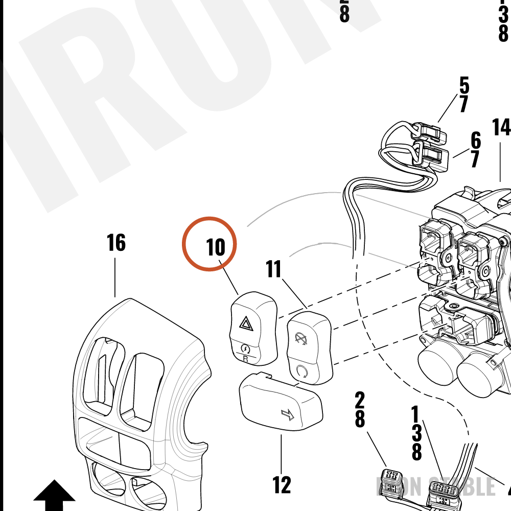Harley-Davidson Hand Cont, Keycap, Rh, Hazard, Sta