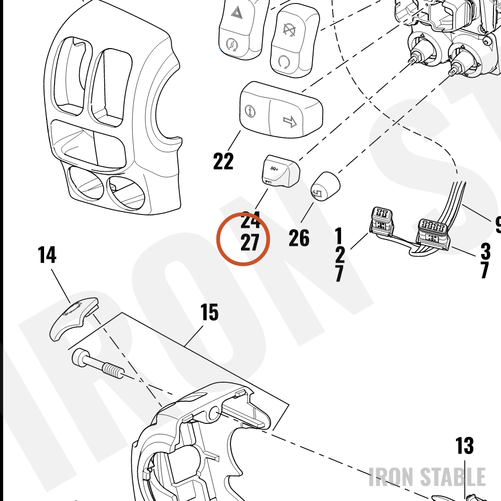 Harley-Davidson Kit, Hand Cont, Ptt/Cruise Cont