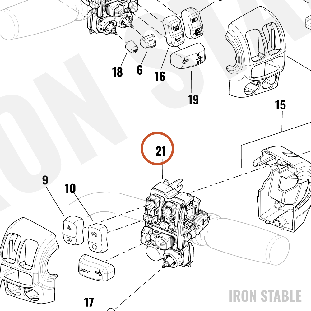 Harley-Davidson Hand Cont, Switchpack, Rh, Bezel&