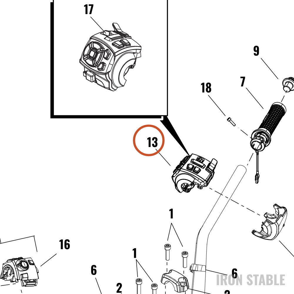 Harley-Davidson Hand Cont, Lh, W/Cruise &Amp;Am