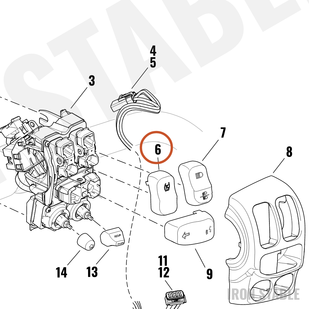 Harley-Davidson Hand Cont, Keycap, Lh, Traction, H