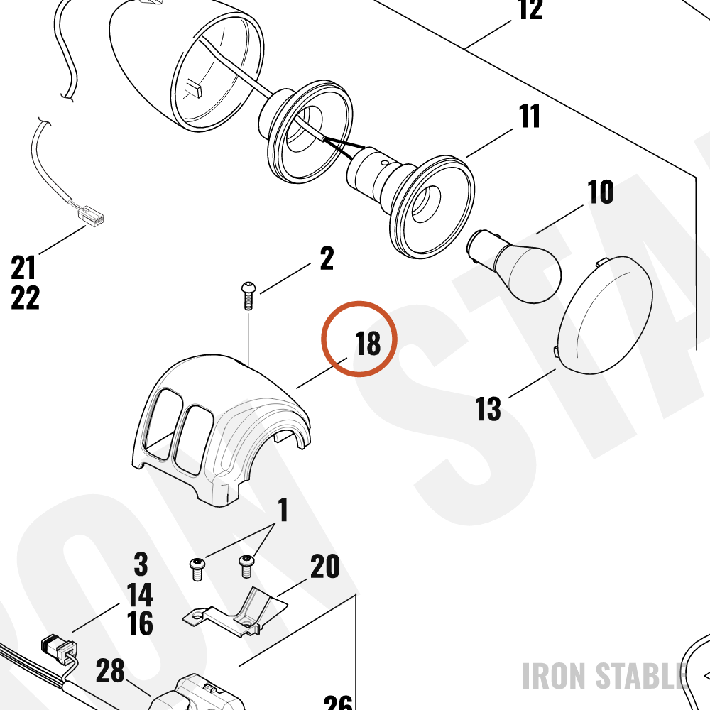Harley-Davidson Housing, Rh/Upr, Switch, Black