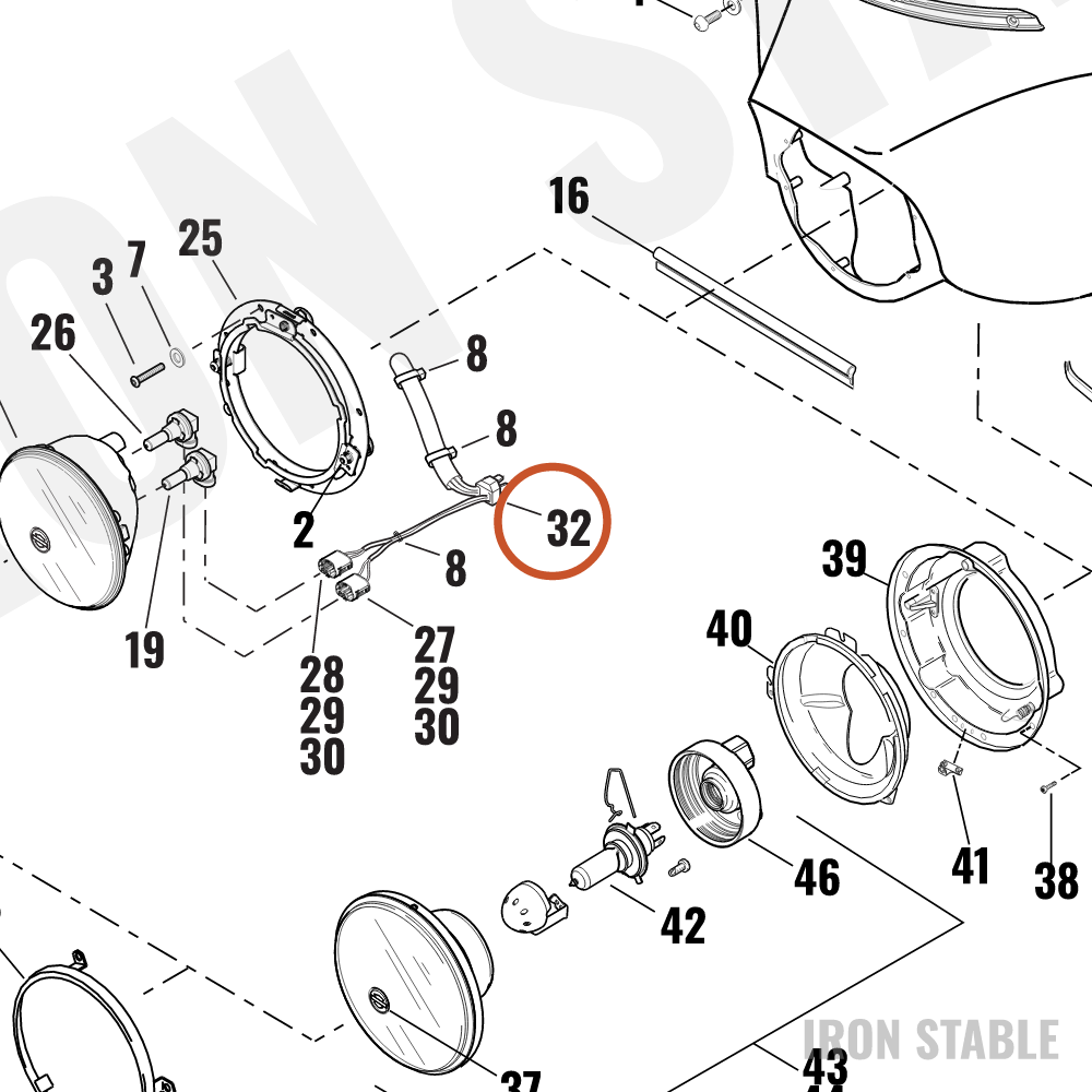 Harley-Davidson Wire Hrns, Hal'gn Bulb, H11/H9in