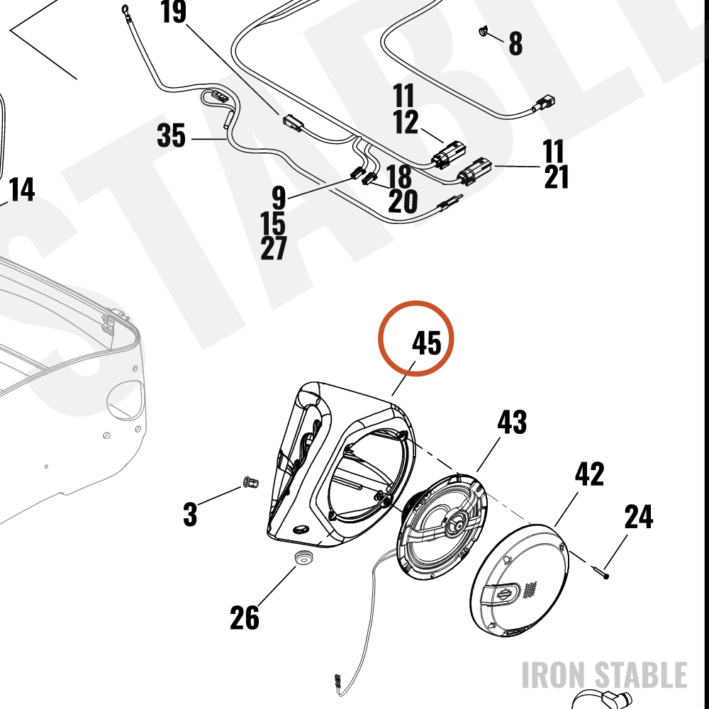Harley-Davidson Encl, Spkr, Lh-Rr