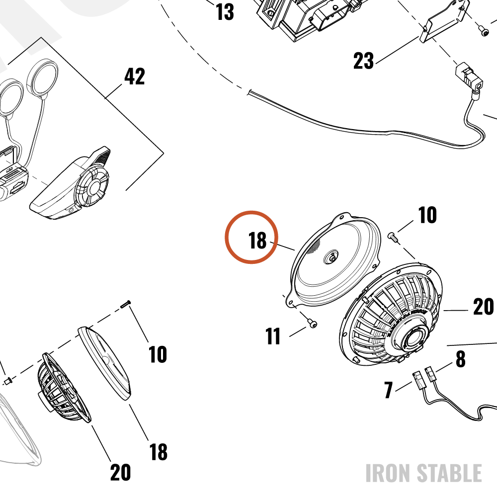 Harley-Davidson Speaker, Aud Sys, Grille, Fairing