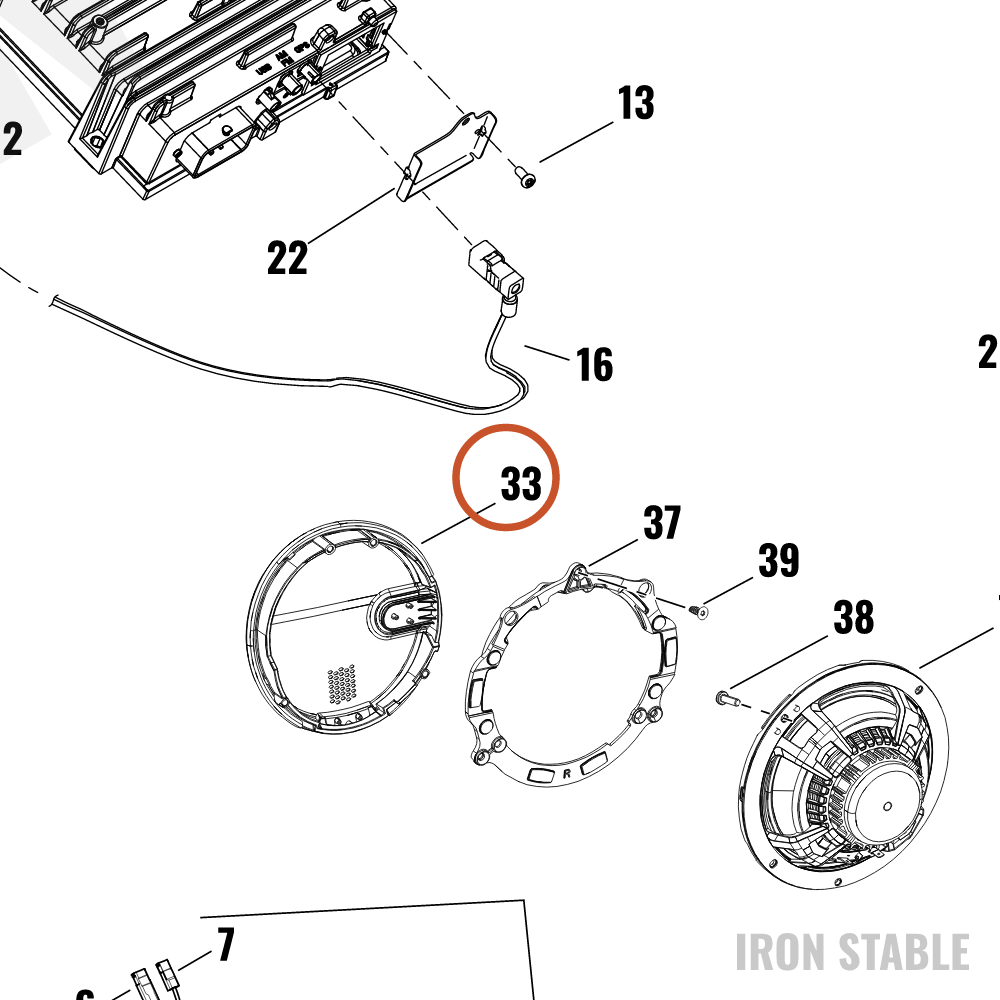 Harley-Davidson Speaker, Aud Sys, Grille, Stage 1