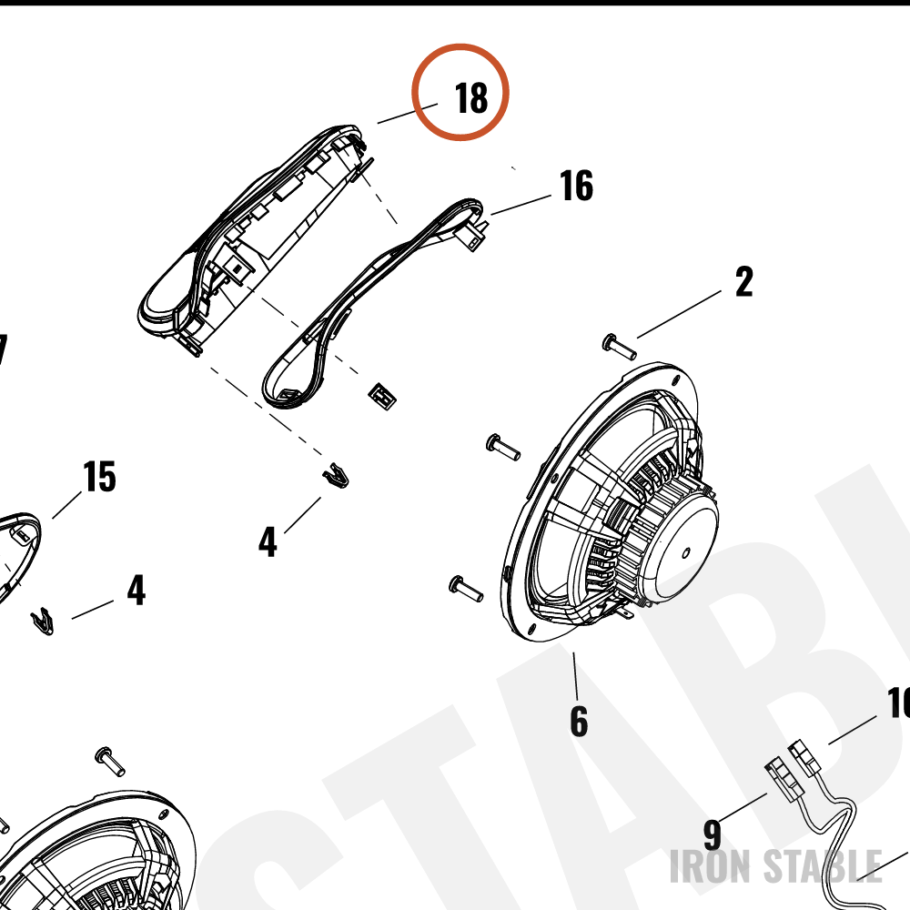 Harley-Davidson Speaker, Aud Sys, Grille, Stage 2