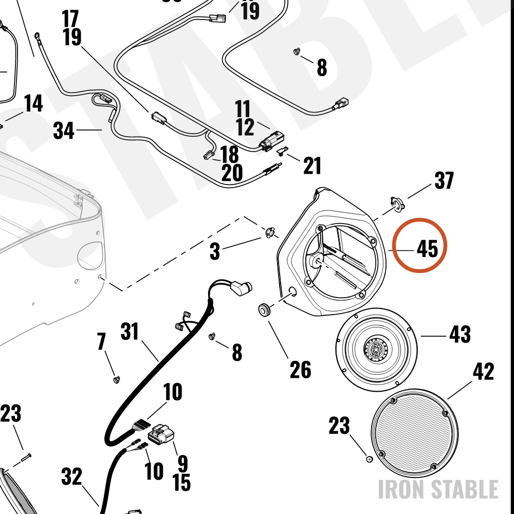 Harley-Davidson Encl, Spkr, Lh