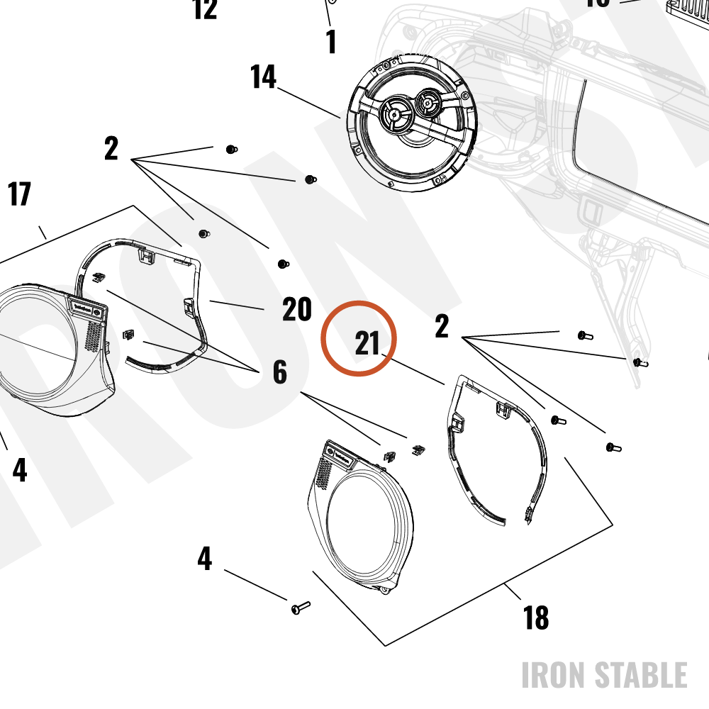 Harley-Davidson Speaker, Aud Sys, Grille, Gasket, 