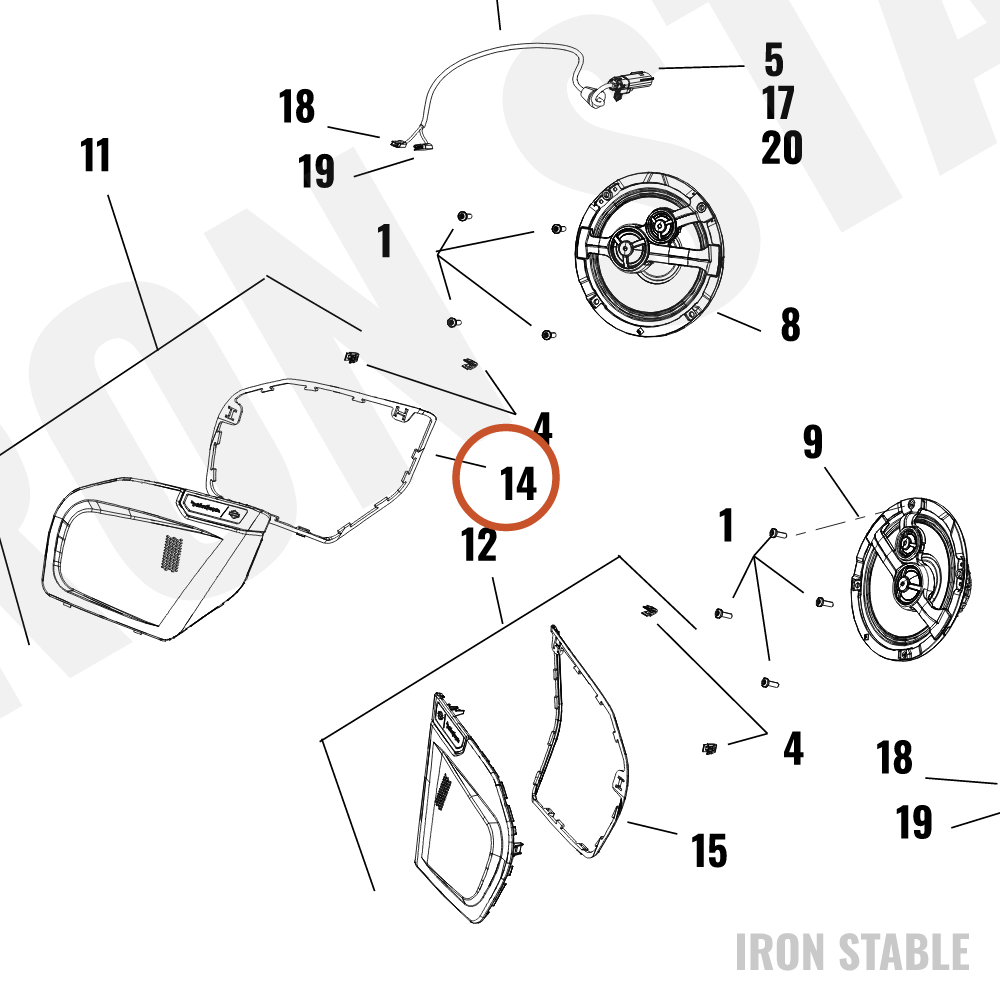 Harley-Davidson Speaker, Aud Sys, Grille, Gasket, 