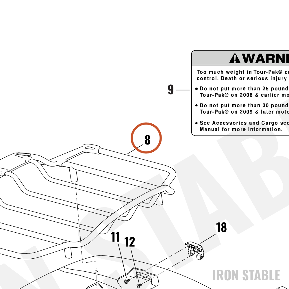 Harley-Davidson Air Wing T-Pak Luggage Rack, Ch