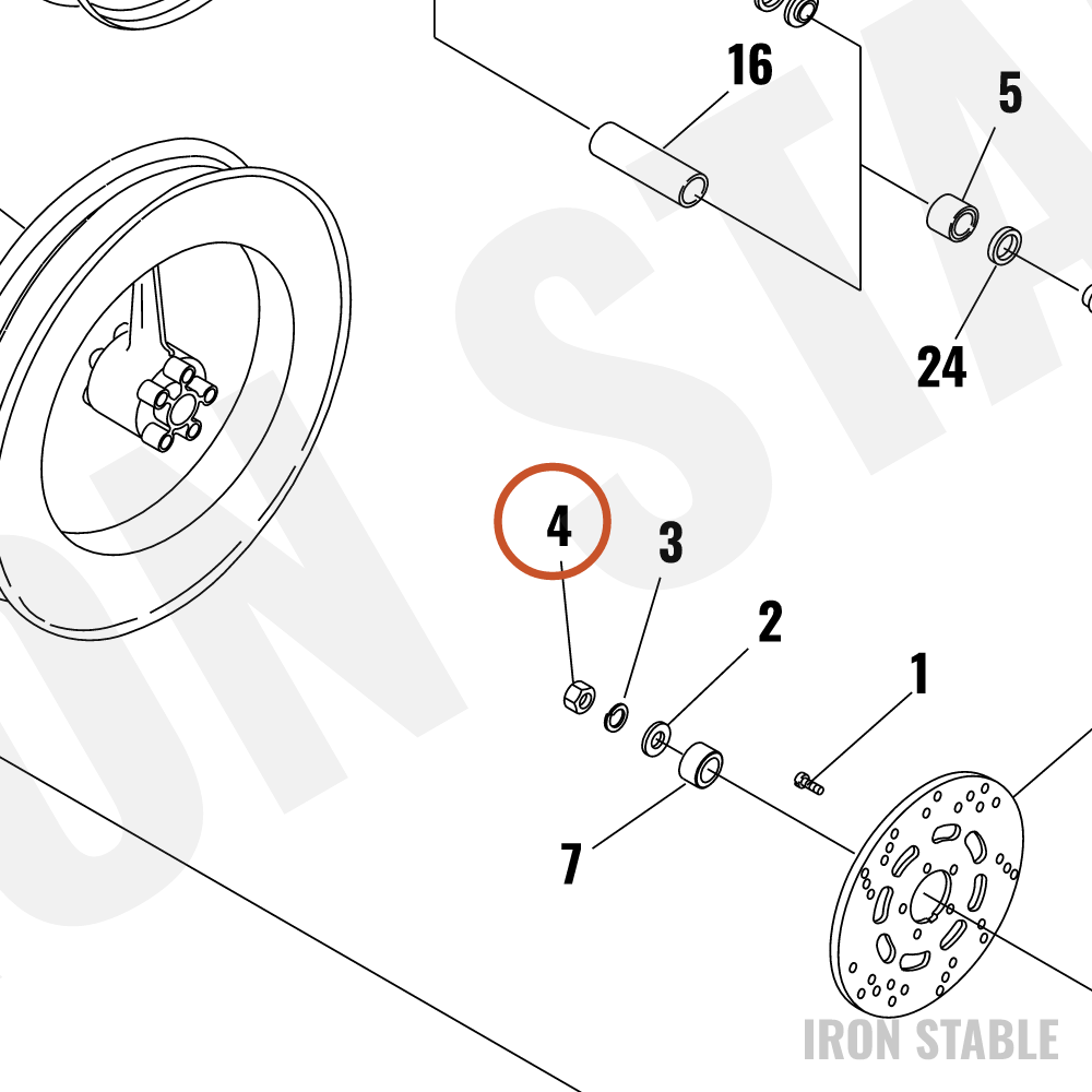 Harley-Davidson Nut Hex, Front Axle