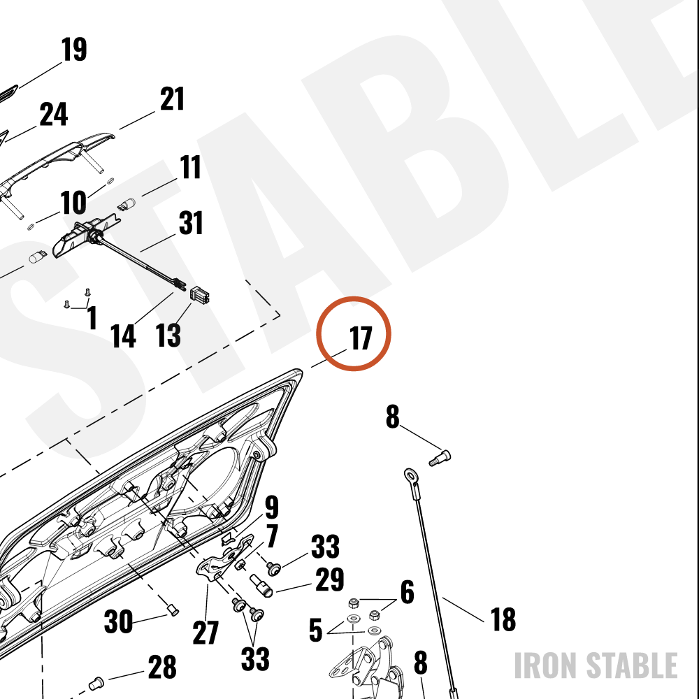Harley-Davidson Trunk Door Assembly, Solid