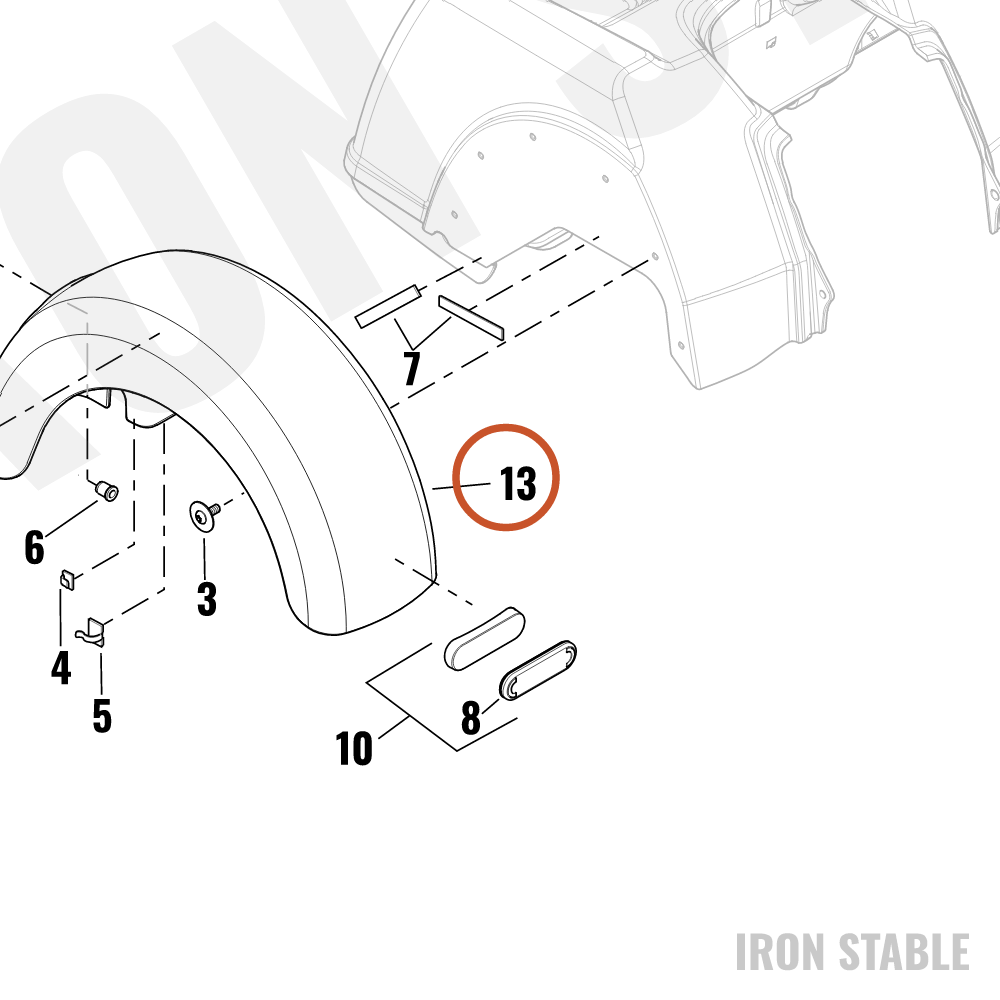 Harley-Davidson Body, Trike, Fender, Rr, Rh, Pnstrp