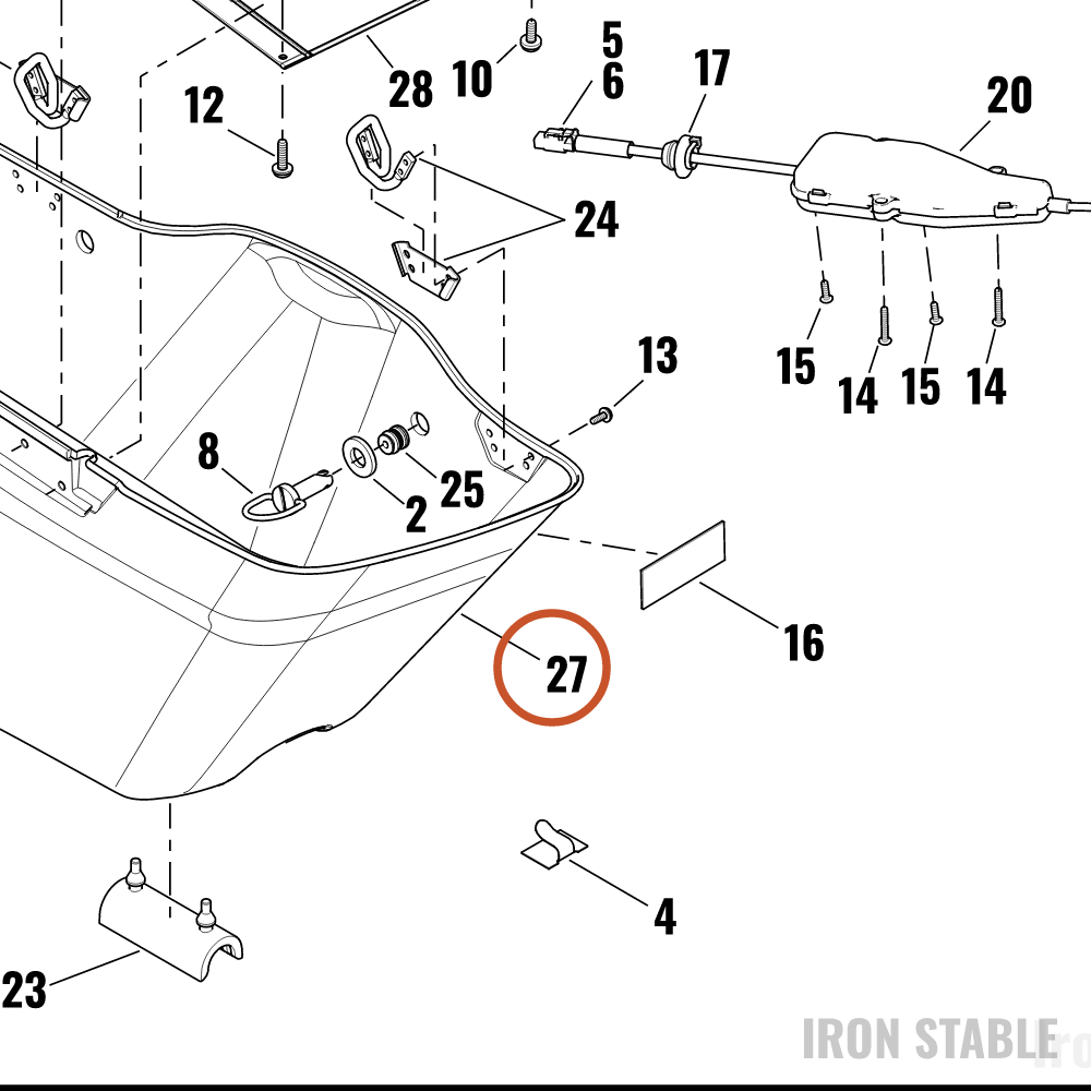 Harley-Davidson Bottom, Drilled, Rh-Saddlebag, Pntd