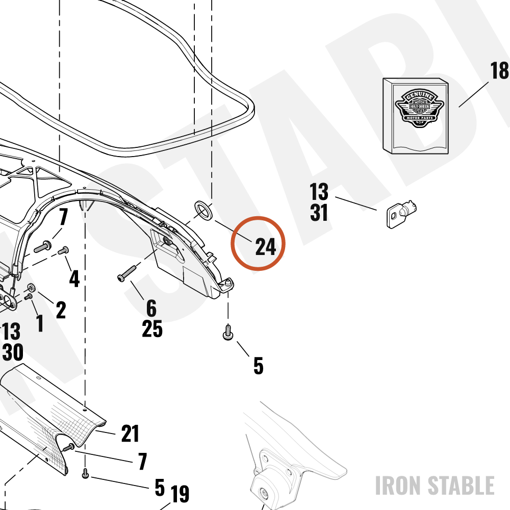 Harley-Davidson Seal, Handle Support, Saddlebag