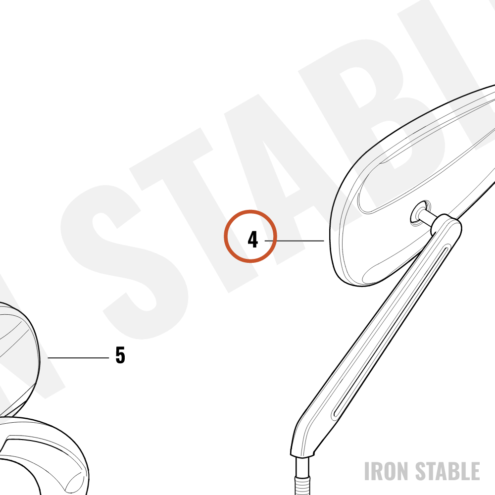 Harley-Davidson Kit-Mirror, Lh/Short Cnvx, Chrome