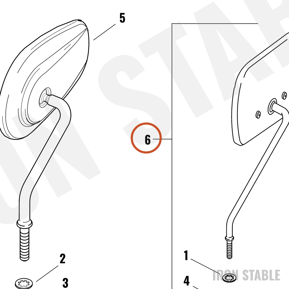 Harley-Davidson Kit-Mirror, Rh/Long/Flat, Chrome