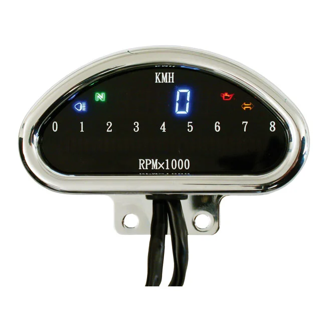 MCS Electronic cnc aluminum speedometer (kmh) chrome - 500413