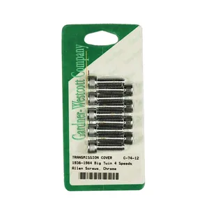 Gardner-Westcott GW, transmission side cover screw kit. Chrome Allen head