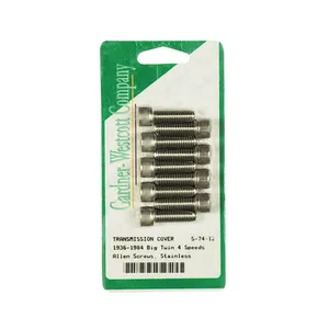 Gardner-Westcott GW, transmission side cover screw kit. Stainless Allen head