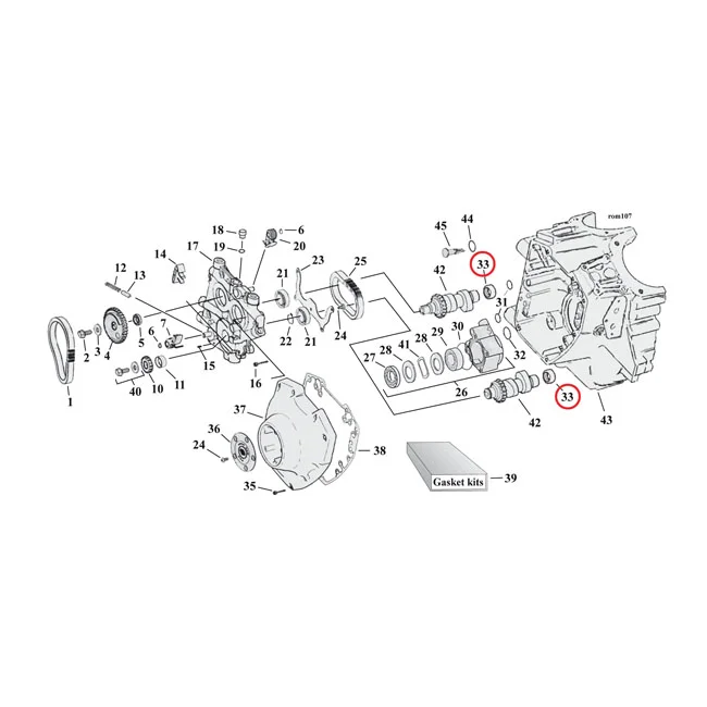 Sonnax Koyo, camshaft needle bearing. Inner, front/rear - 9198